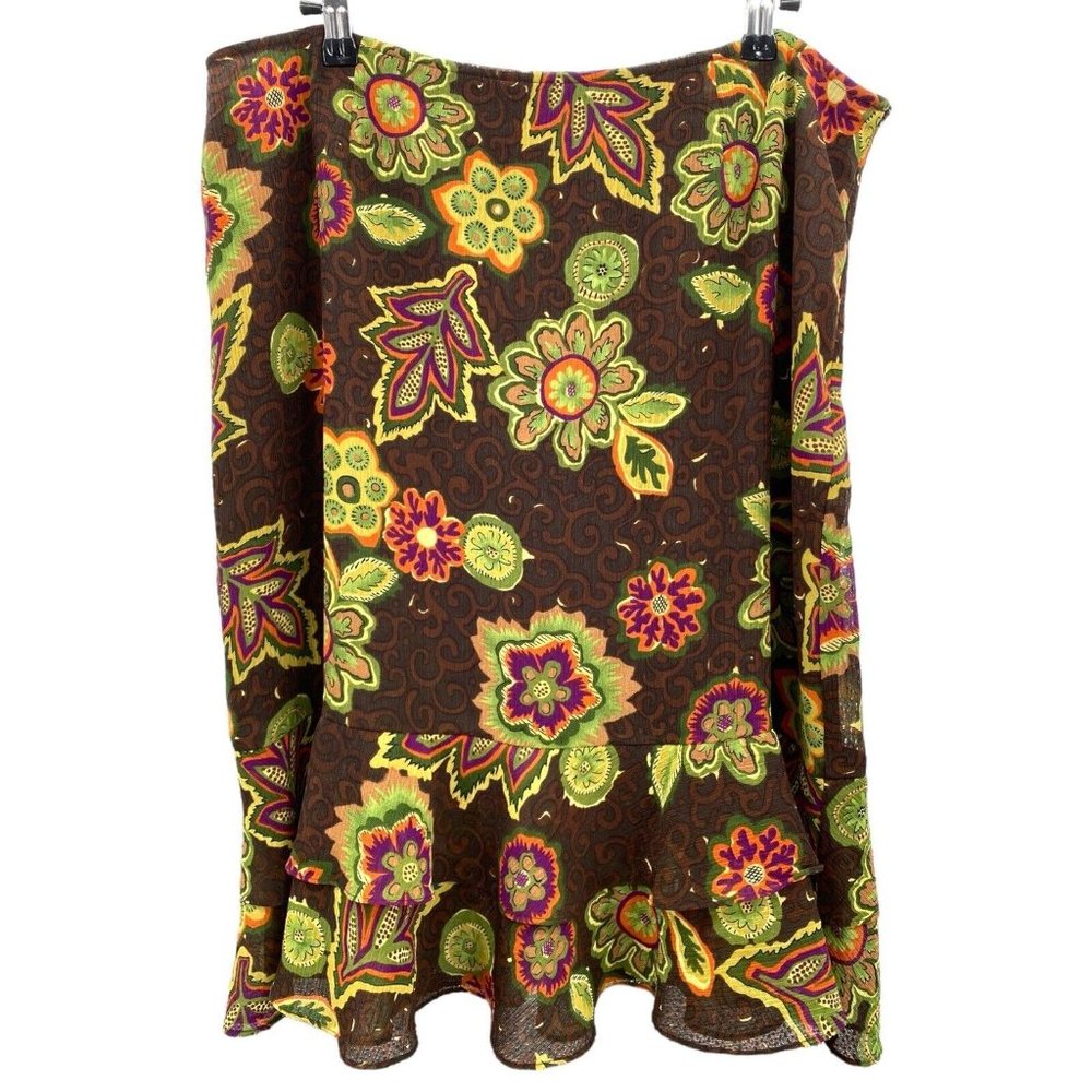 Oscar De La Renta Floral Crepe Skirt size‎ 14 Plus Size Cottagecore Lagenlook